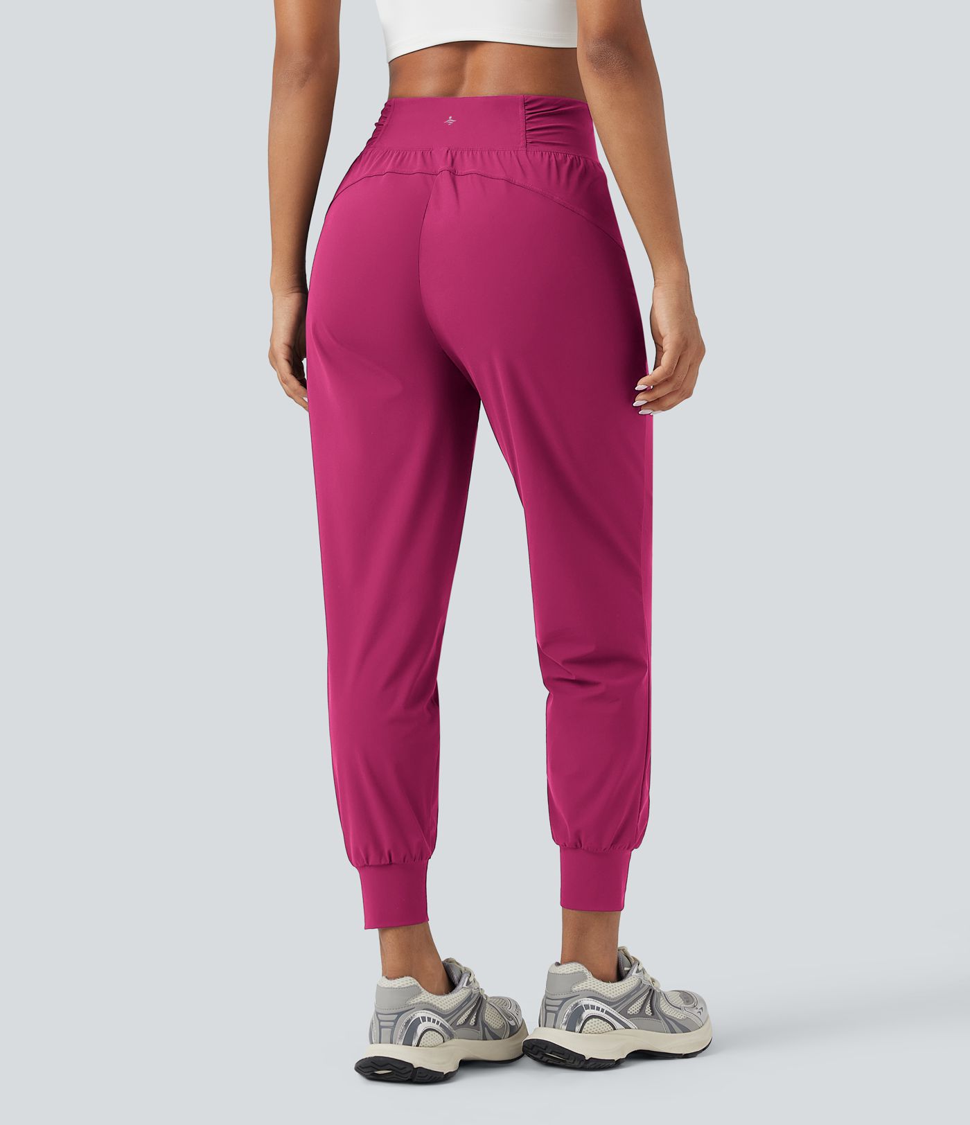 High Waisted Drawstring Ruched Tapered Quick Dry Dance Joggers with Pockets