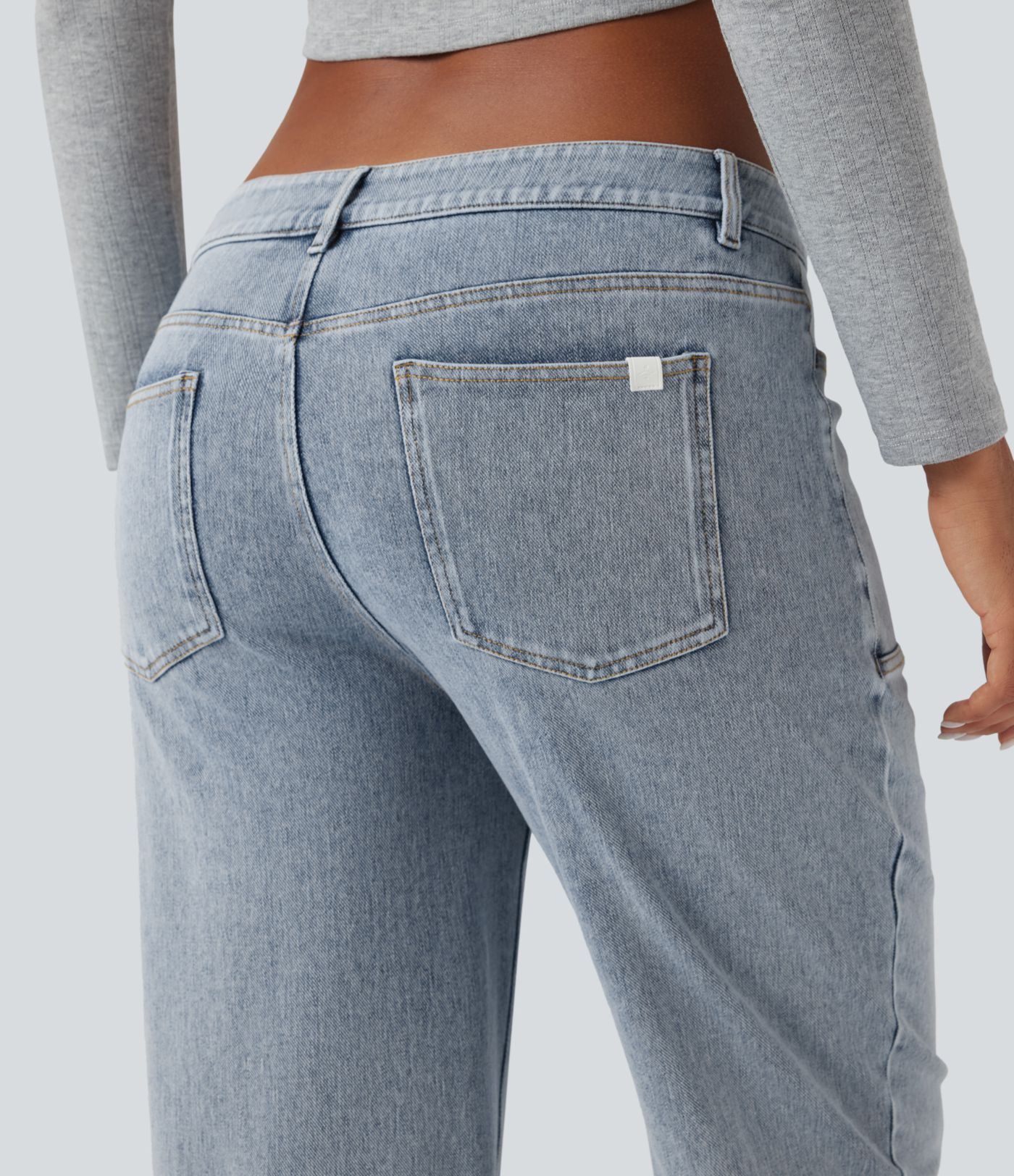 Halara Flex™ Low Rise Straight Leg Washed Casual Jeans with Pockets