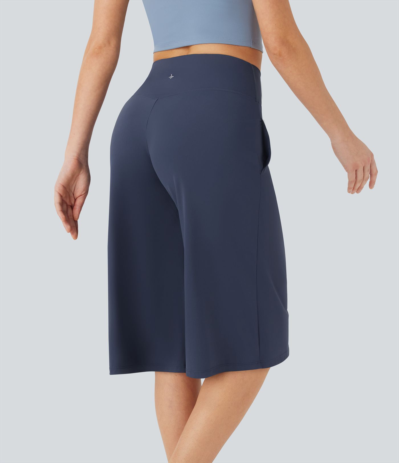 SoftlyZero™ Airy Crossover High Waisted Wide Leg Cool Touch Yoga Pedal Pusher Pants with Pockets