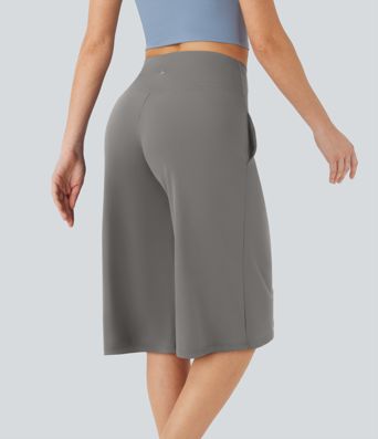 SoftlyZero™ Pantalones de Yoga Crossover de Pierna Ancha de Cintura Alta con Toque Fresco y Bolsillos