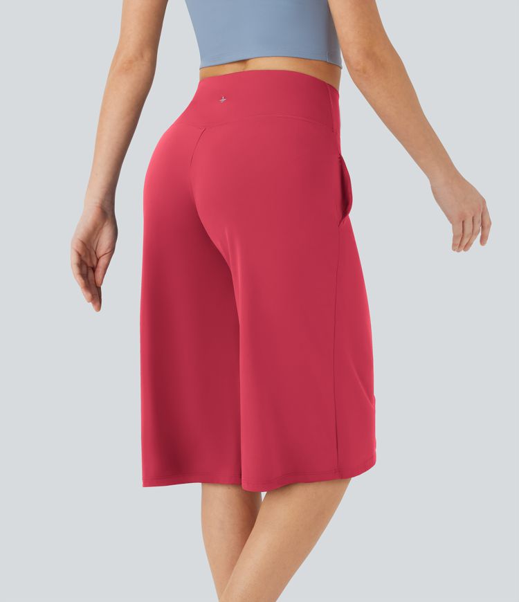 SoftlyZero™ Airy Crossover High Waisted Wide Leg Cool Touch Yoga Pedal Pusher Pants with Pockets