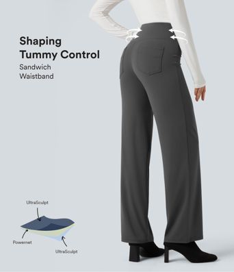 Halara UltraSculpt™ High Waisted Tummy Control Straight Leg Work Pants with Pockets