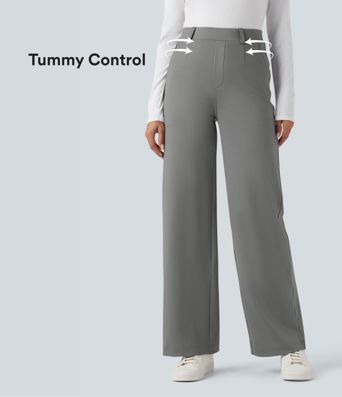 Halara Flex™ pantalones de trabajo de talle alto con control abdominal, pierna recta y bolsillos
