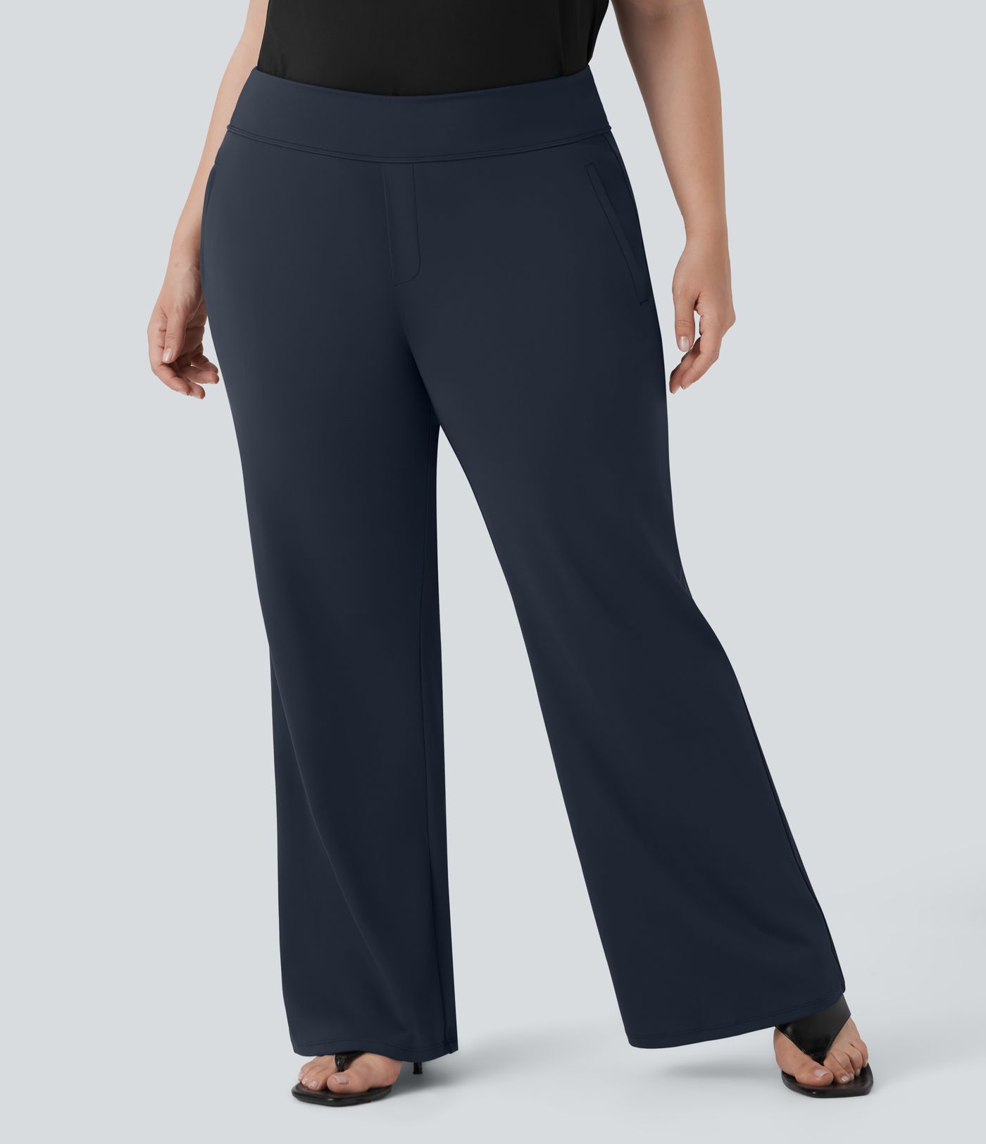 Plus Size Halara Flex™ DayStretch High Waisted Work Flare Pants with Side Zip Pockets