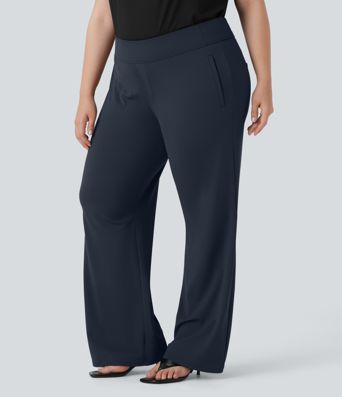 Plus Size Halara Flex™ DayStretch High Waisted Work Flare Pants with Side Zip Pockets
