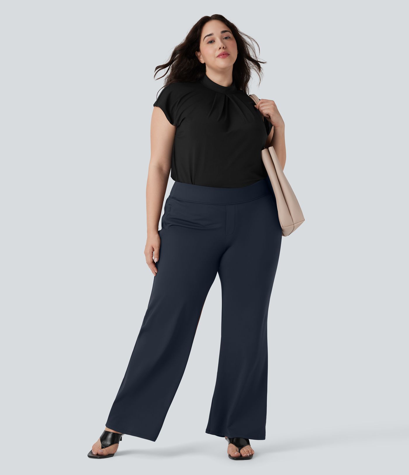 Plus Size Halara Flex™ DayStretch High Waisted Work Flare Pants with Side Zip Pockets