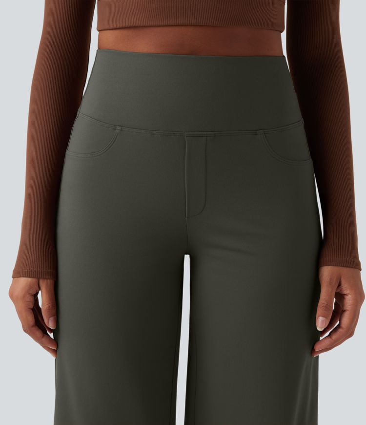 DayStretch High Waisted Tummy Control Wide Leg Yoga Pants with Pockets