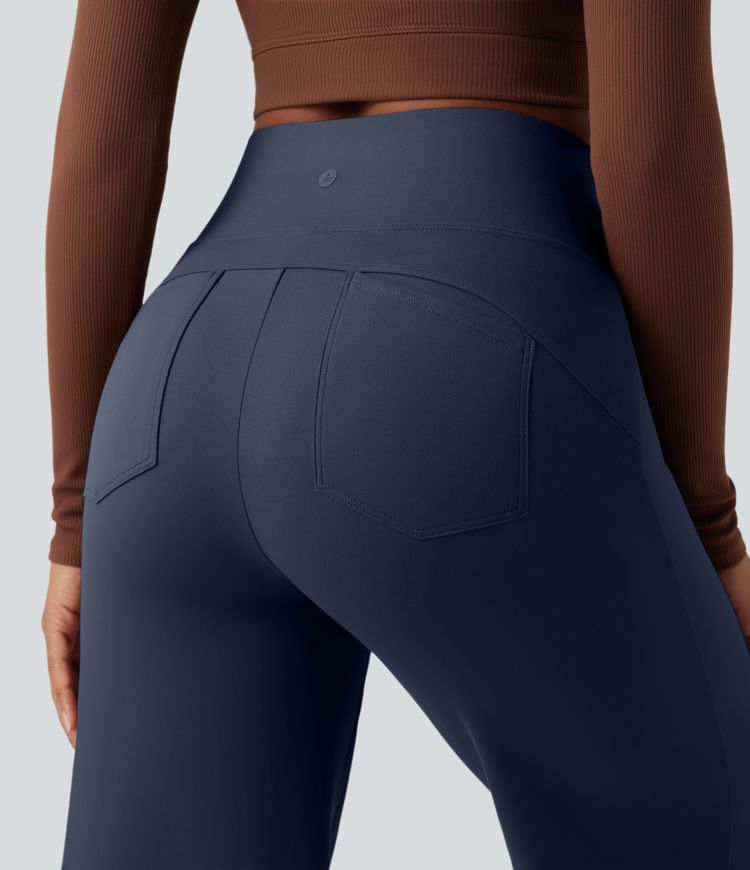 DayStretch High Waisted Tummy Control Wide Leg Yoga Trousers with Pockets