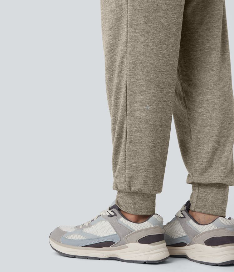 High Waisted Ruched Heathered Yoga Joggers with Pockets