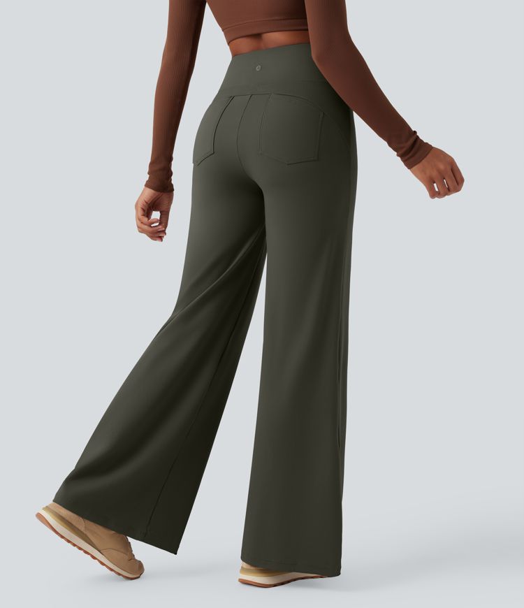 DayStretch High Waisted Tummy Control Wide Leg Yoga Pants with Pockets