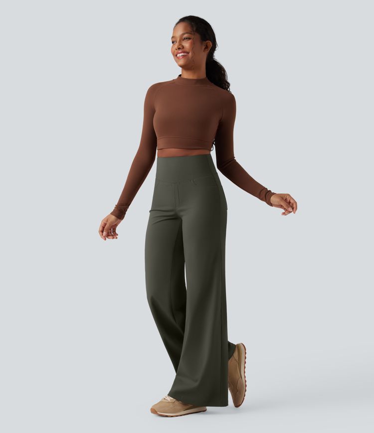 DayStretch High Waisted Tummy Control Wide Leg Yoga Pants with Pockets