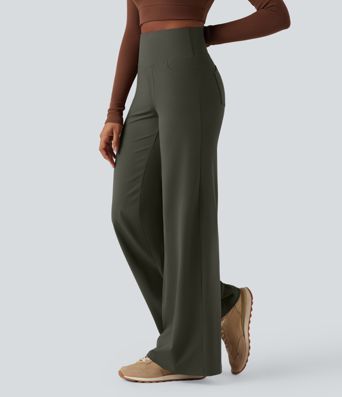 DayStretch High Waisted Tummy Control Wide Leg Yoga Pants with Pockets