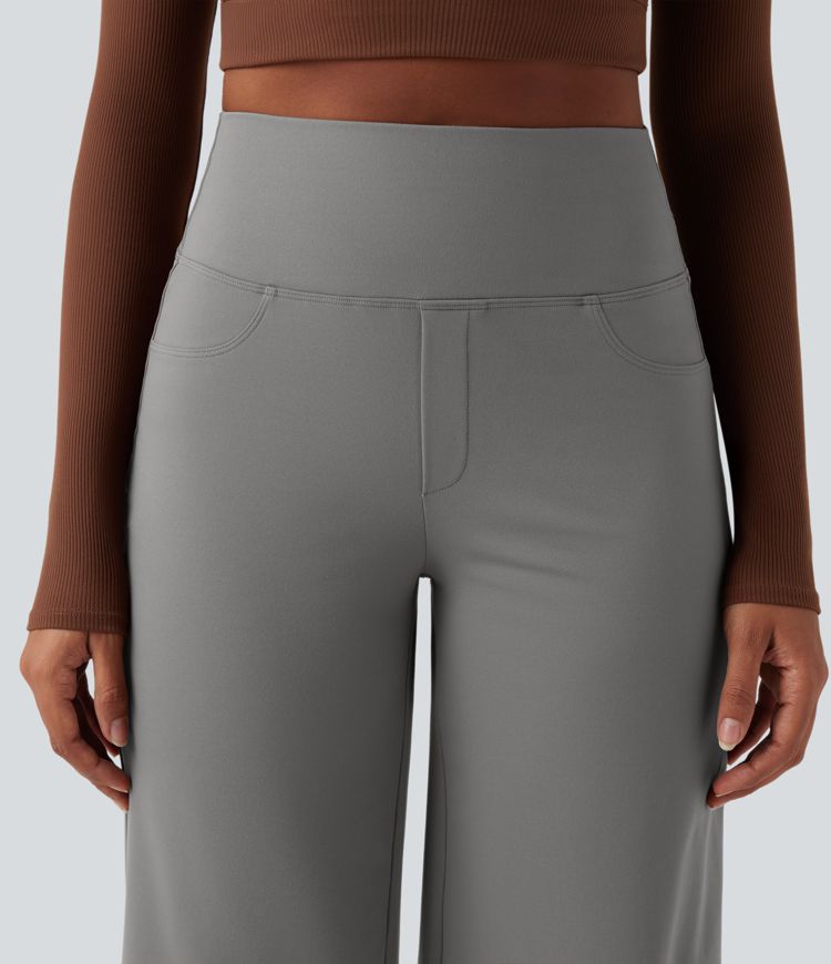 DayStretch High Waisted Tummy Control Wide Leg Yoga Trousers with Pockets