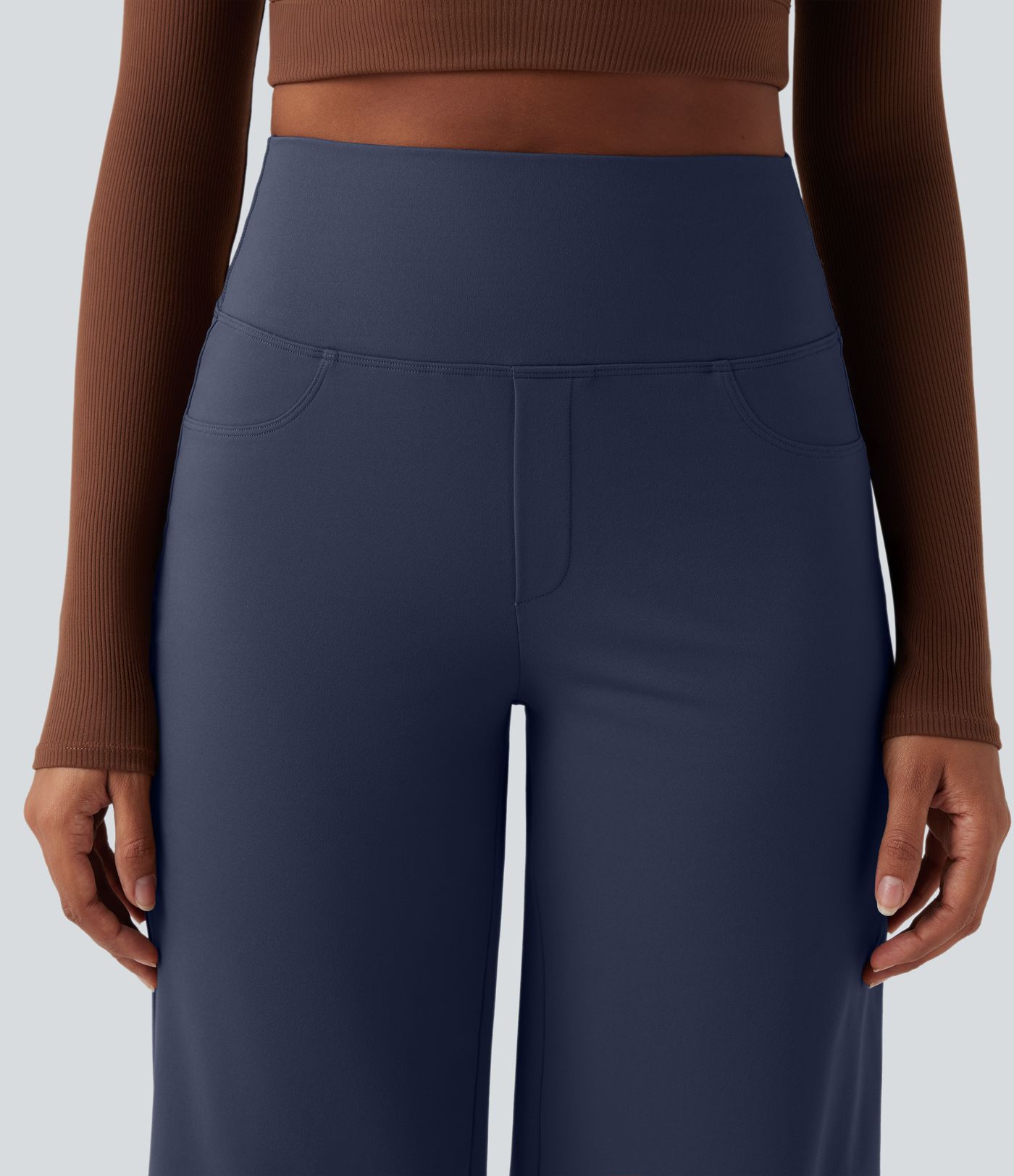 DayStretch High Waisted Tummy Control Wide Leg Yoga Trousers with Pockets