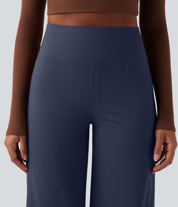 DayStretch High Waisted Tummy Control Wide Leg Yoga Trousers with Pockets