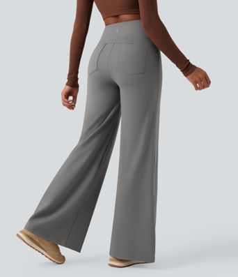 DayStretch High Waisted Tummy Control Wide Leg Yoga Trousers with Pockets