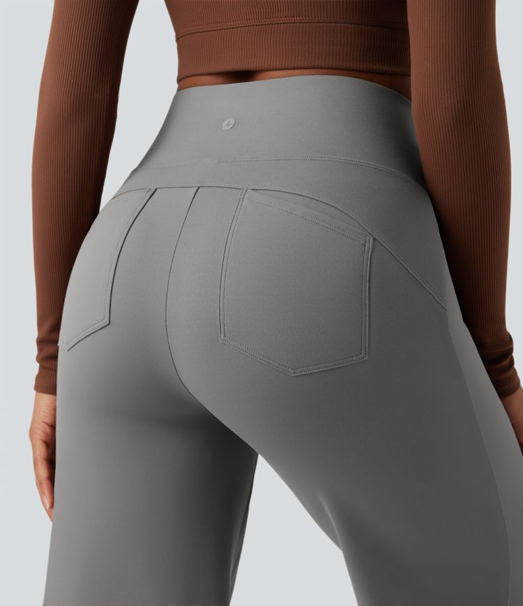DayStretch High Waisted Tummy Control Wide Leg Yoga Trousers with Pockets