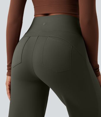DayStretch High Waisted Tummy Control Wide Leg Yoga Pants with Pockets
