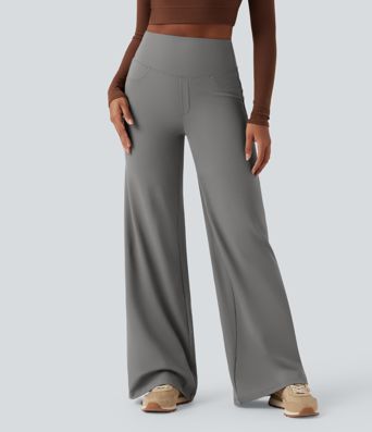 DayStretch High Waisted Tummy Control Wide Leg Yoga Trousers with Pockets