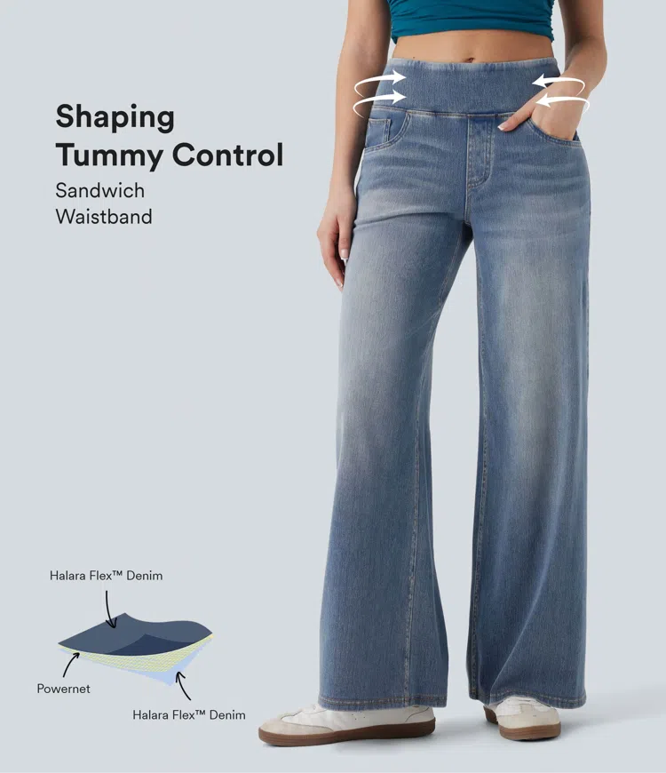 Halara Flex™ Mid Rise Tummy Control Casual Baggy Jeans with Pockets