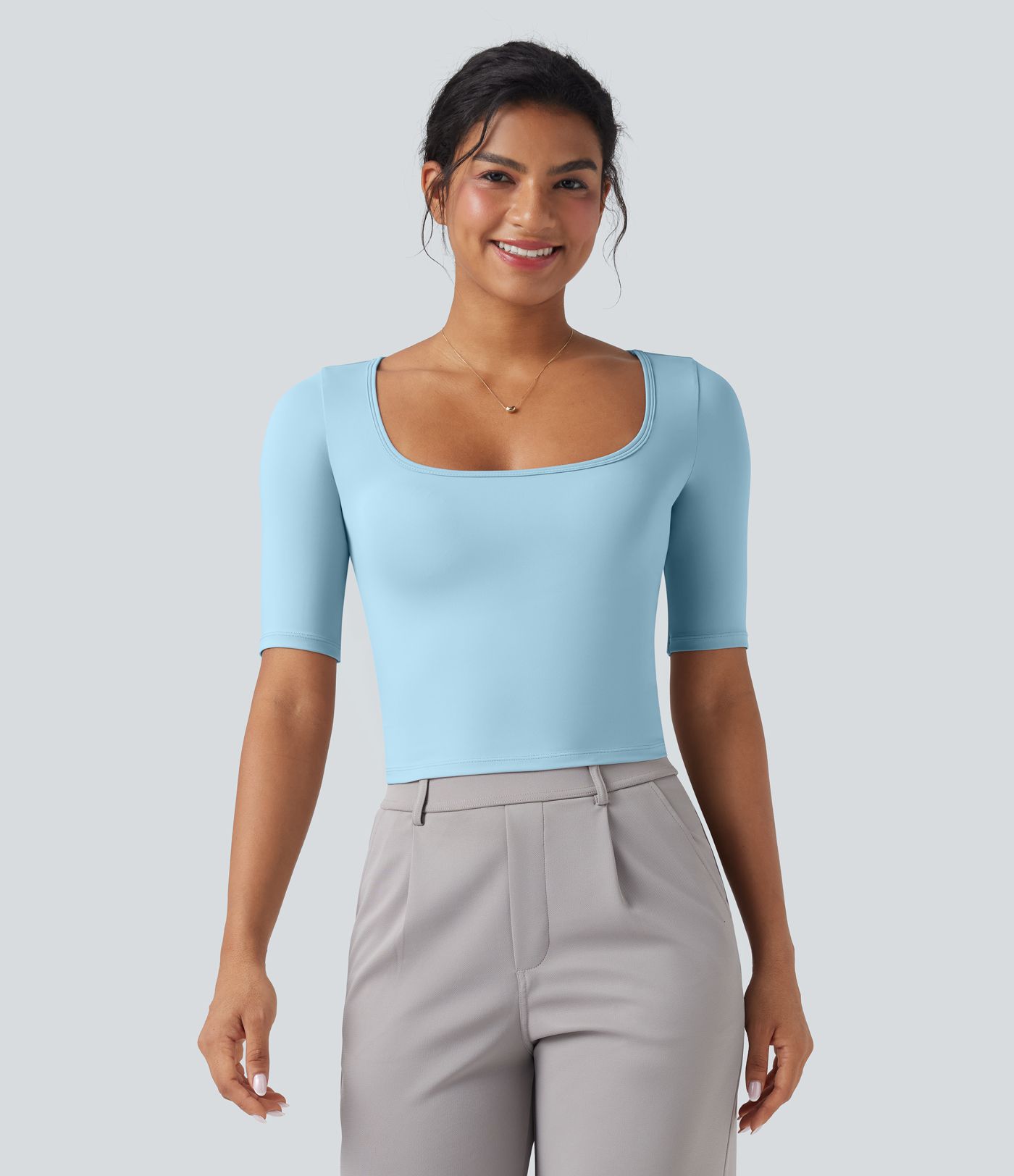 SoftlyZero™ Airy Scoop Neck Short Sleeve Cool Touch Work T-Shirt