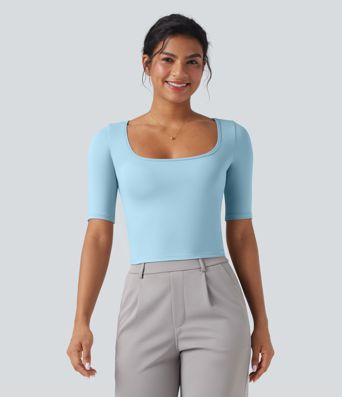 SoftlyZero™ Airy Scoop Neck Short Sleeve Cool Touch Work T-Shirt