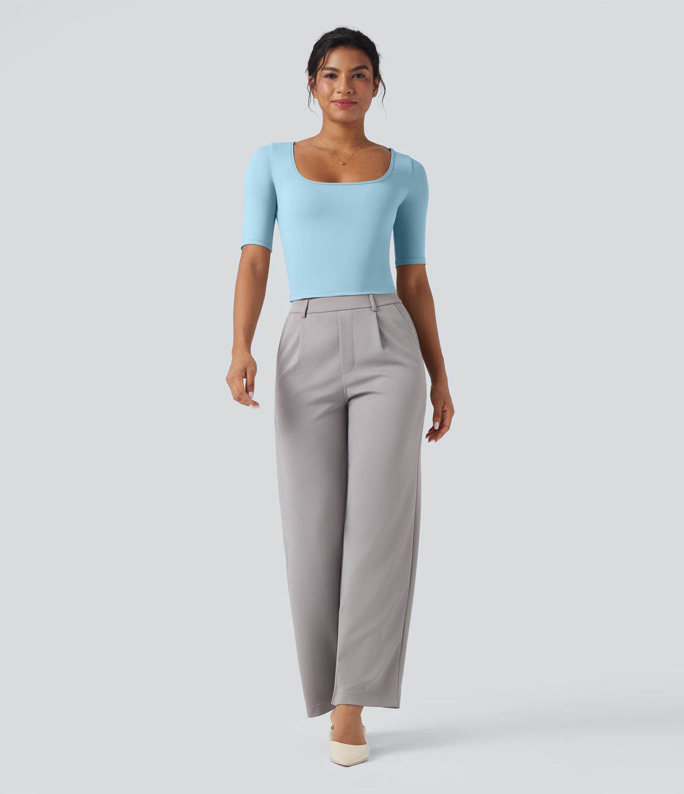 SoftlyZero™ Airy Scoop Neck Short Sleeve Cool Touch Work T-Shirt