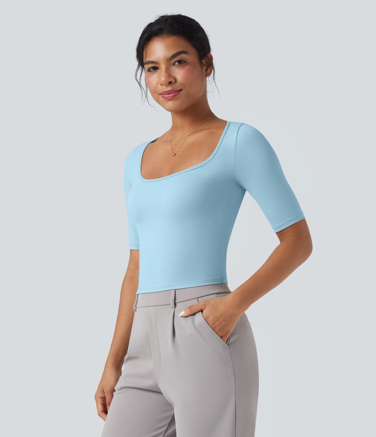 SoftlyZero™ Airy Scoop Neck Short Sleeve Cool Touch Work T-Shirt