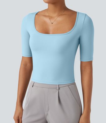 SoftlyZero™ Airy Scoop Neck Short Sleeve Cool Touch Work T-Shirt