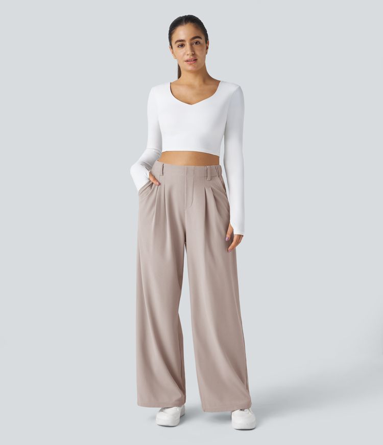 Halara Flex™ High Waisted wiht Pocket Wide Leg Waffle Women Suit Work Pants