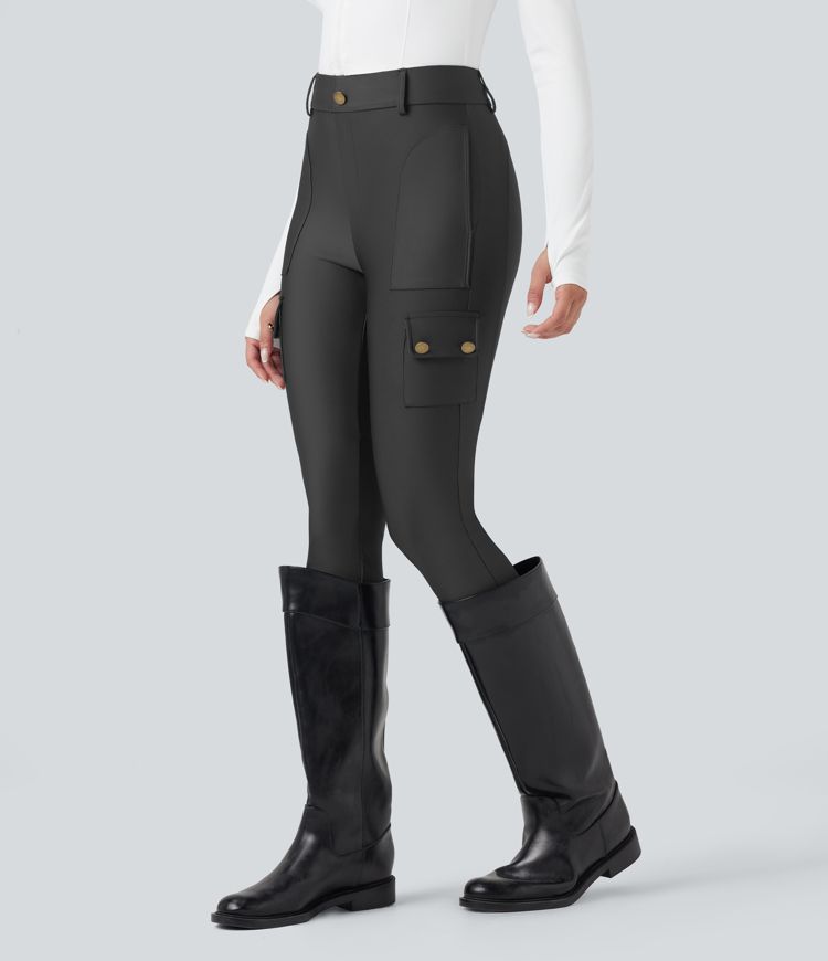 High Waisted Sheen 7/8 Leggings with Pockets