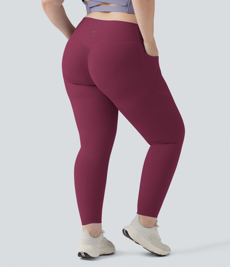 Halara UltraSculpt™ SoCinched Leggings de cintura alta con control de abdomen, realce de glúteos, bolsillos y moldeado para tallas grandes