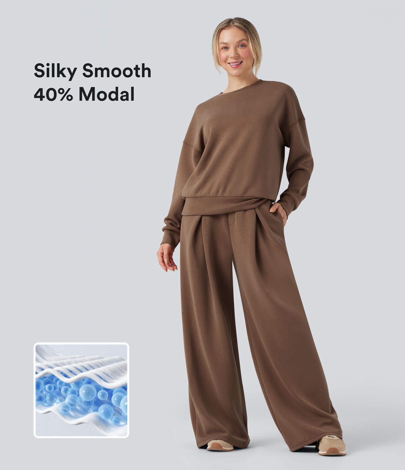 Pantalones Casuales Holgados con Cordón a Media Altura y Bolsillos