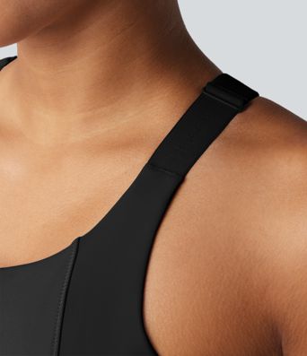 Medium Support Zipper Racerback Workout Sports Bra