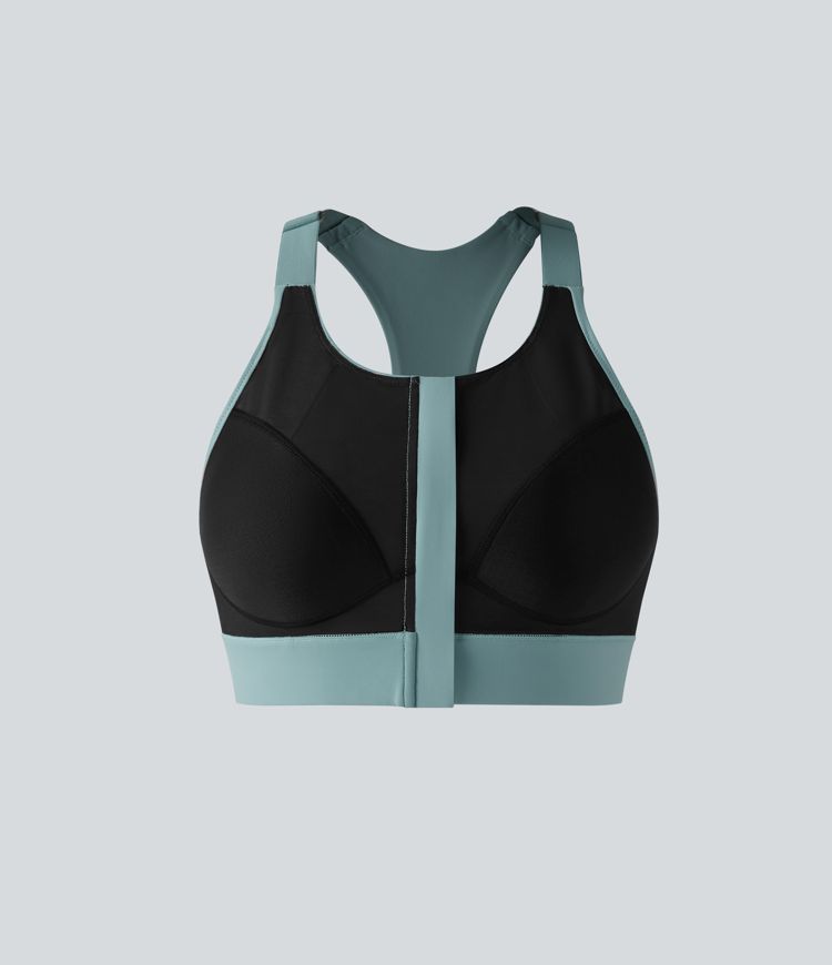 Brassière de sport zippée dos nageur à maintien moyen