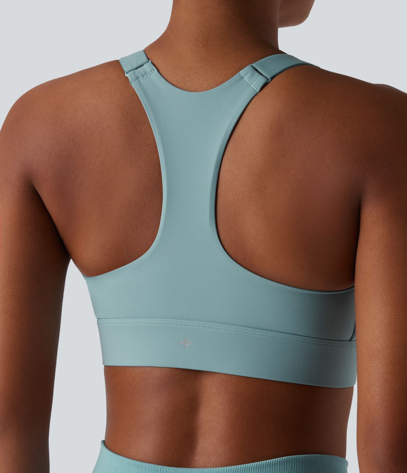 Brassière de sport zippée dos nageur à maintien moyen