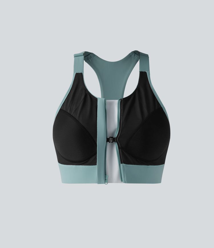 Brassière de sport zippée dos nageur à maintien moyen