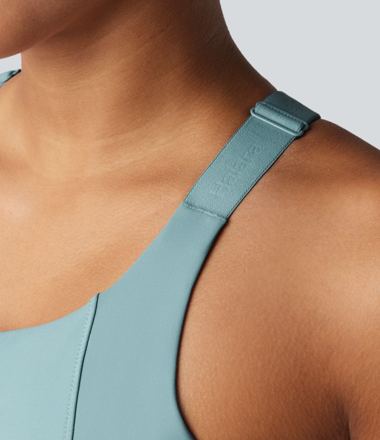 Brassière de sport zippée dos nageur à maintien moyen