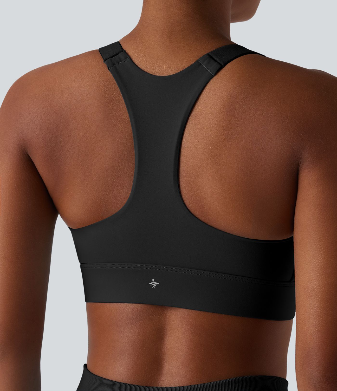 Medium Support Zipper Racerback Workout Sports Bra