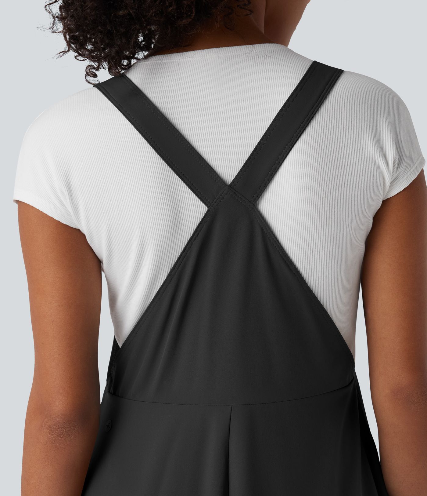 Breezeful™ Adjustable Straps Flowy Quick Dry Mini Casual Pinafore Dress with Pockets