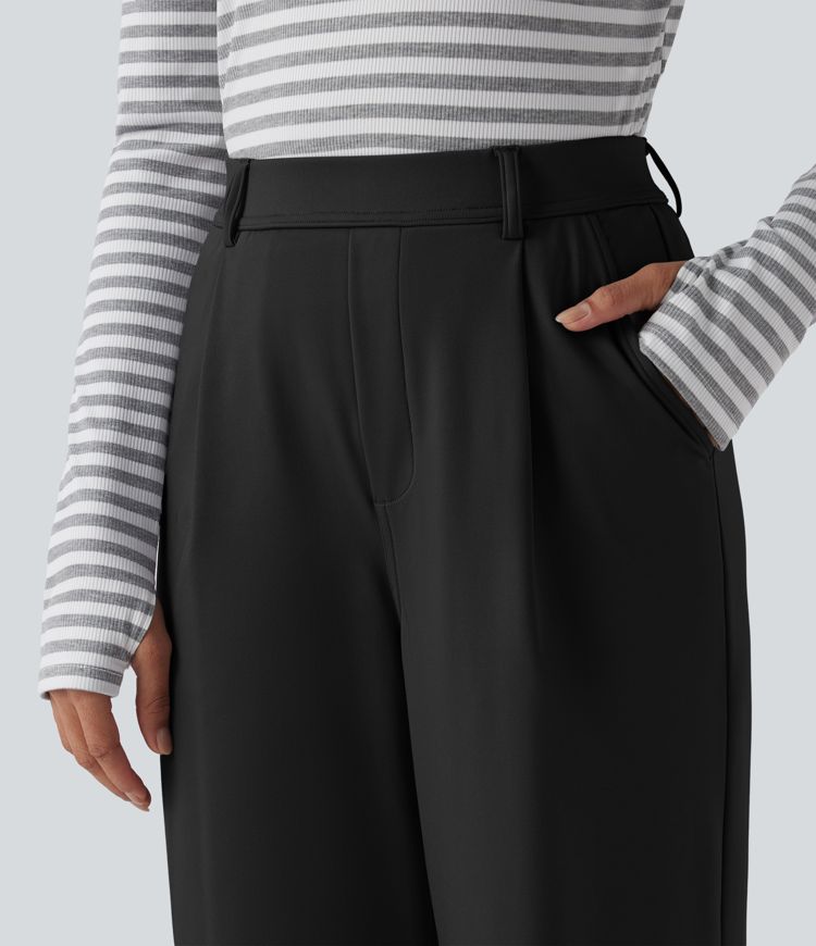 Halara Flex™ DayStretch High Waisted Slim Straight Leg Work Trousers with Pockets