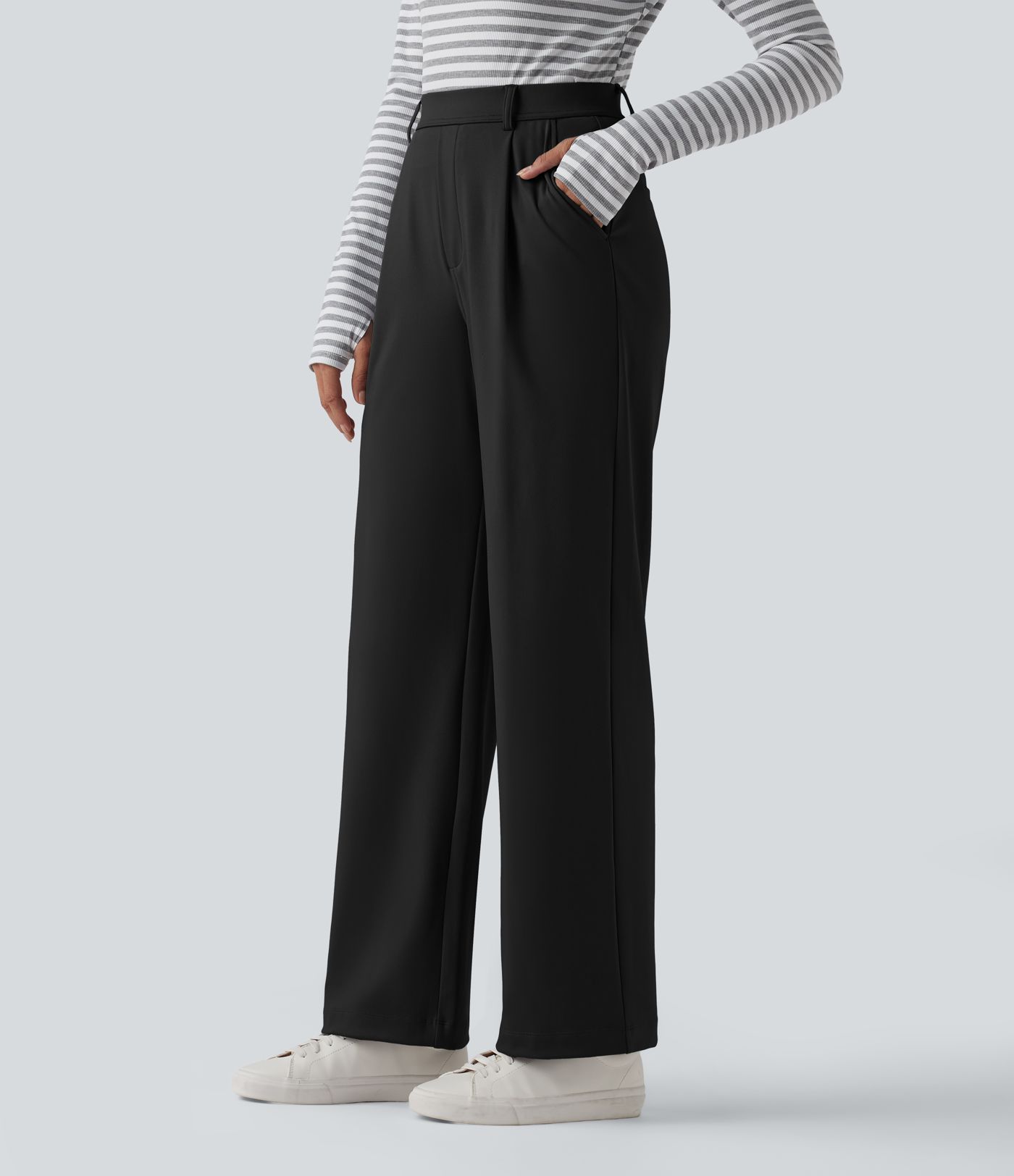 Halara Flex™ DayStretch High Waisted Slim Straight Leg Work Trousers with Pockets