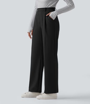 Halara Flex™ DayStretch High Waisted Slim Straight Leg Work Trousers with Pockets