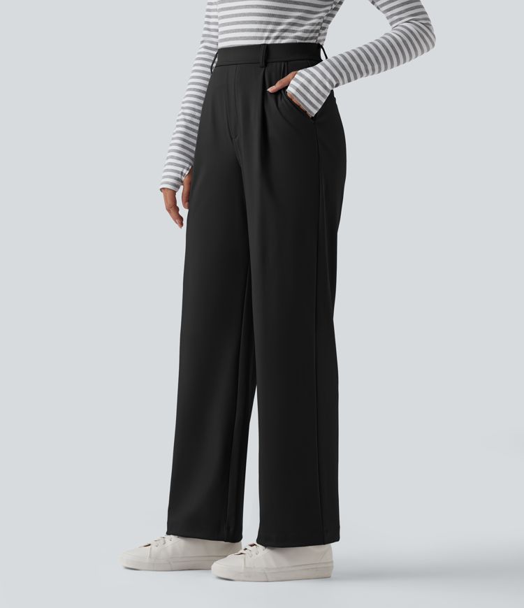Halara Flex™ DayStretch High Waisted Slim Straight Leg Work Trousers with Pockets