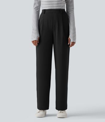 Halara Flex™ DayStretch High Waisted Slim Straight Leg Work Trousers with Pockets