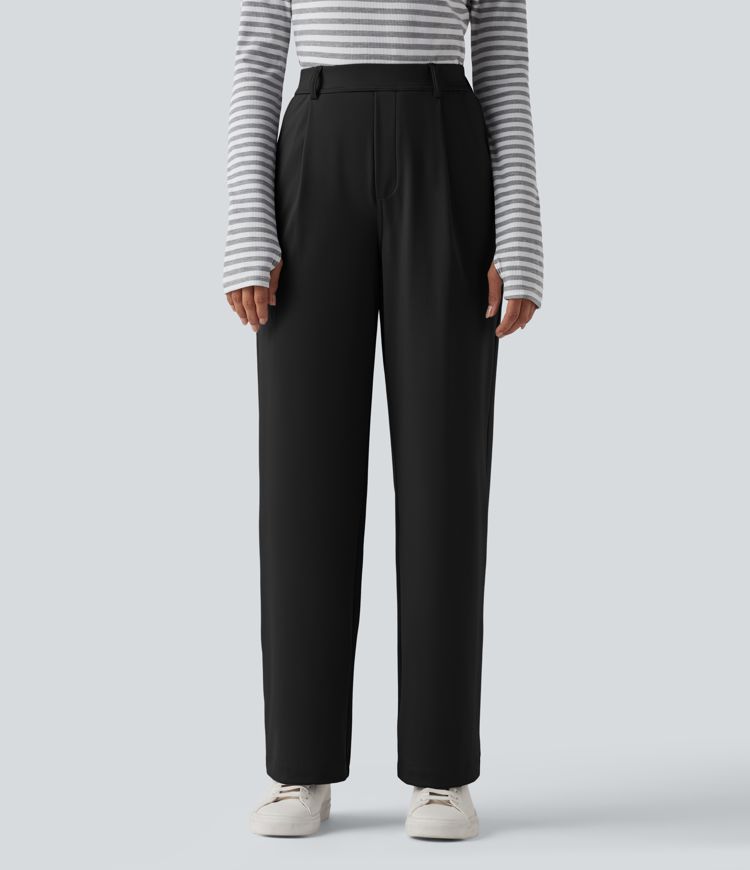 Halara Flex™ DayStretch High Waisted Slim Straight Leg Work Trousers with Pockets