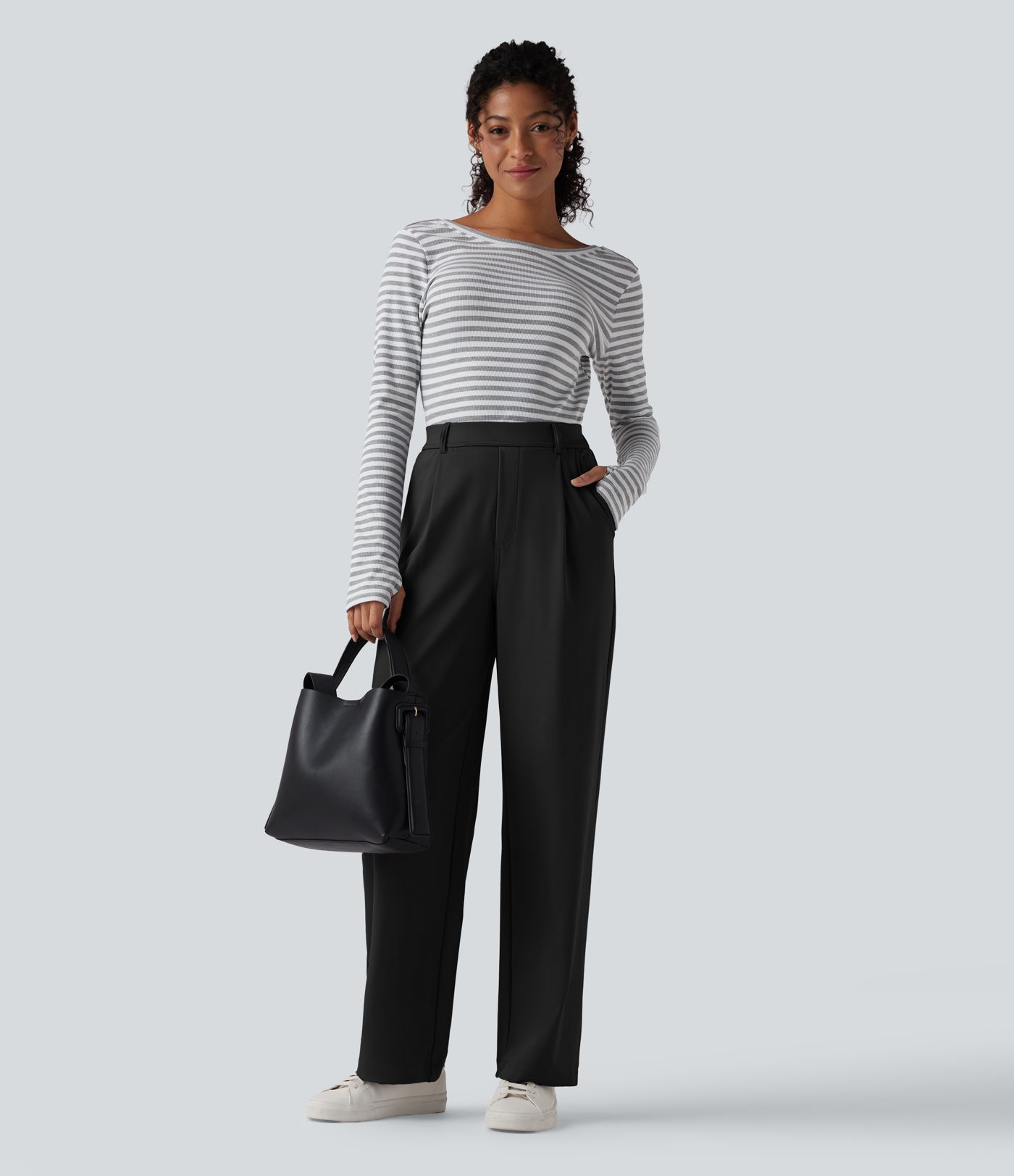 Halara Flex™ DayStretch High Waisted Slim Straight Leg Work Trousers with Pockets