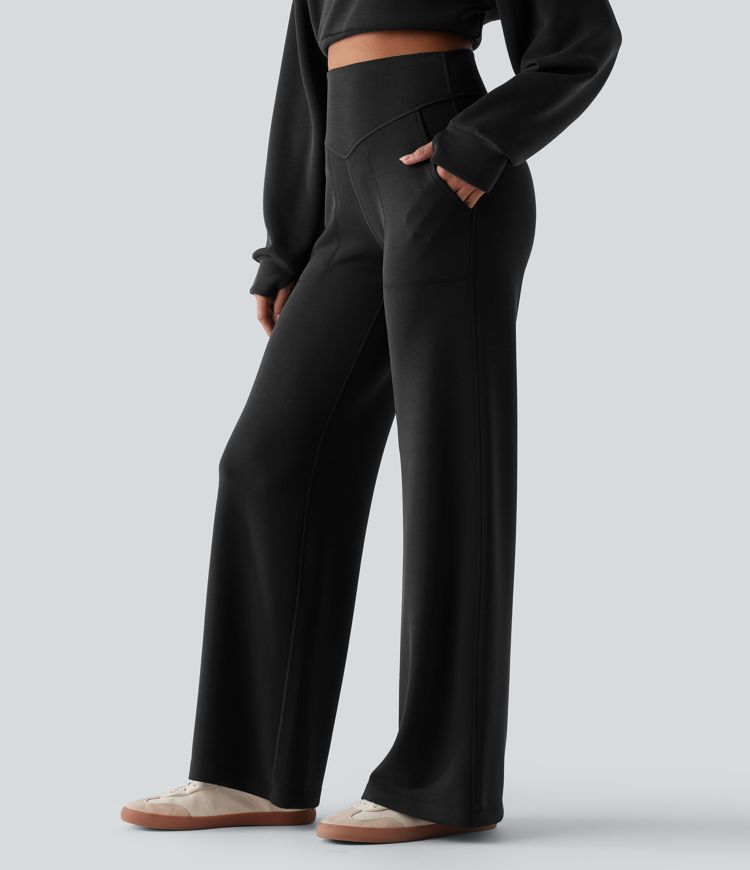 High Waisted Casual Baggy Trousers with Pockets