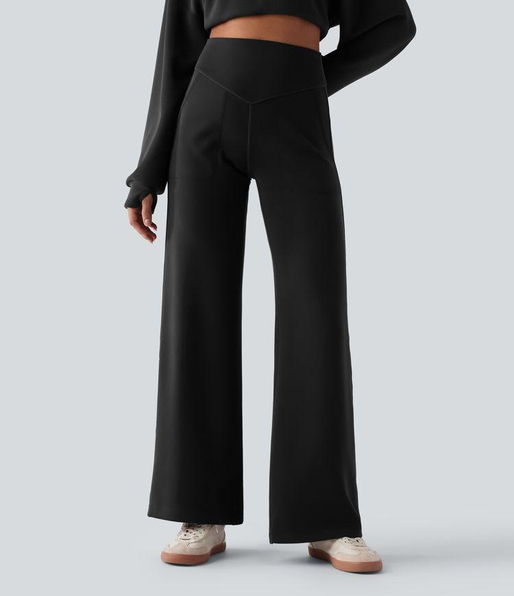 High Waisted Casual Baggy Trousers with Pockets