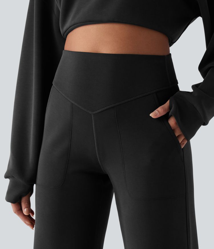 High Waisted Casual Baggy Trousers with Pockets